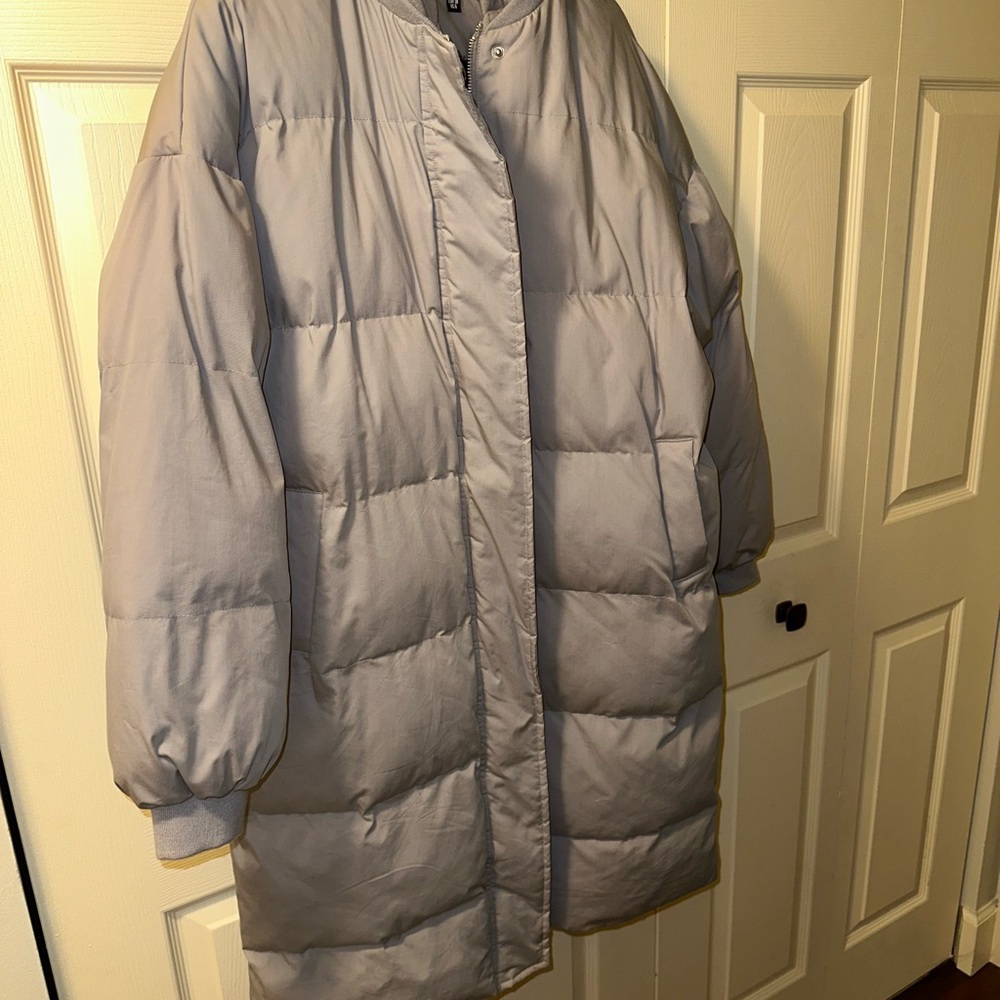 Missguided Light Gray Long Puffer Jacket - image 2